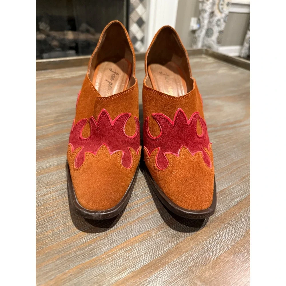 Free People Alamo Western Ankle Boots Flame Embroidery‎ Suede EU 41 US 10